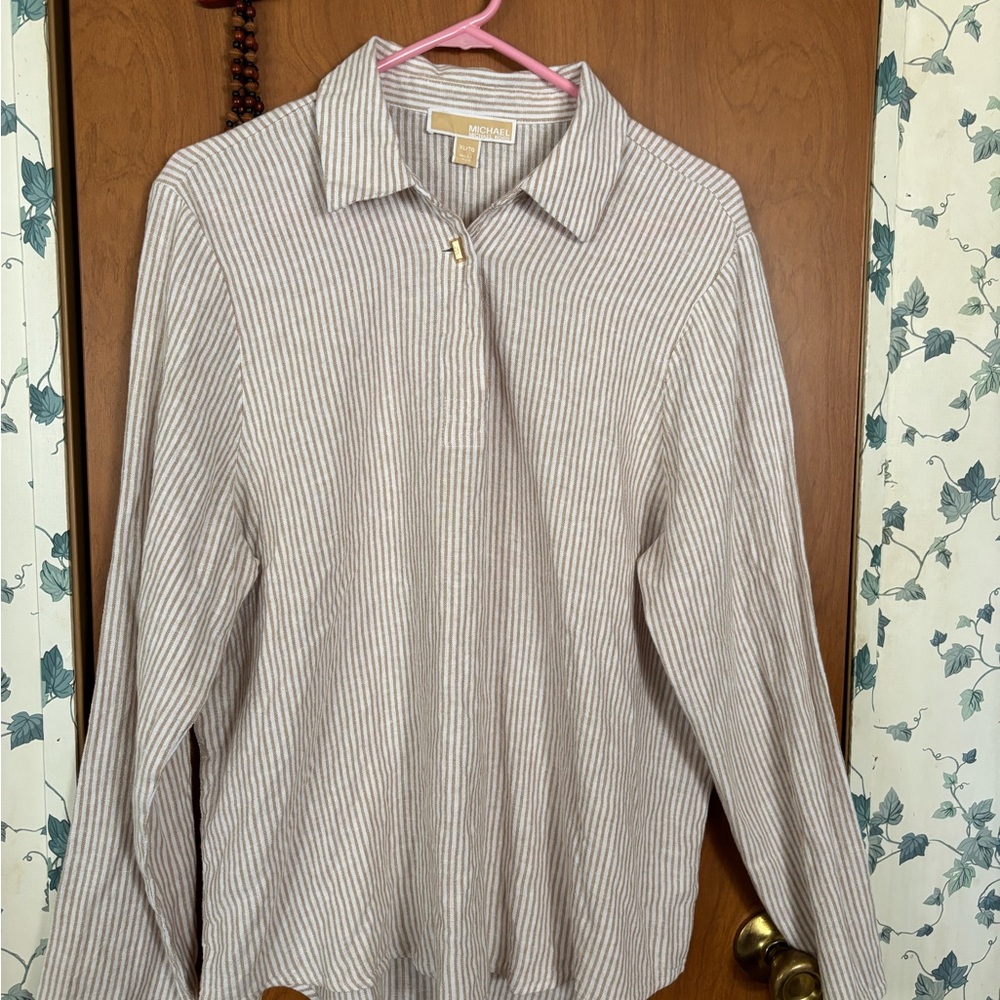 c-1 Michael Kors Beige and White Striped Shirt